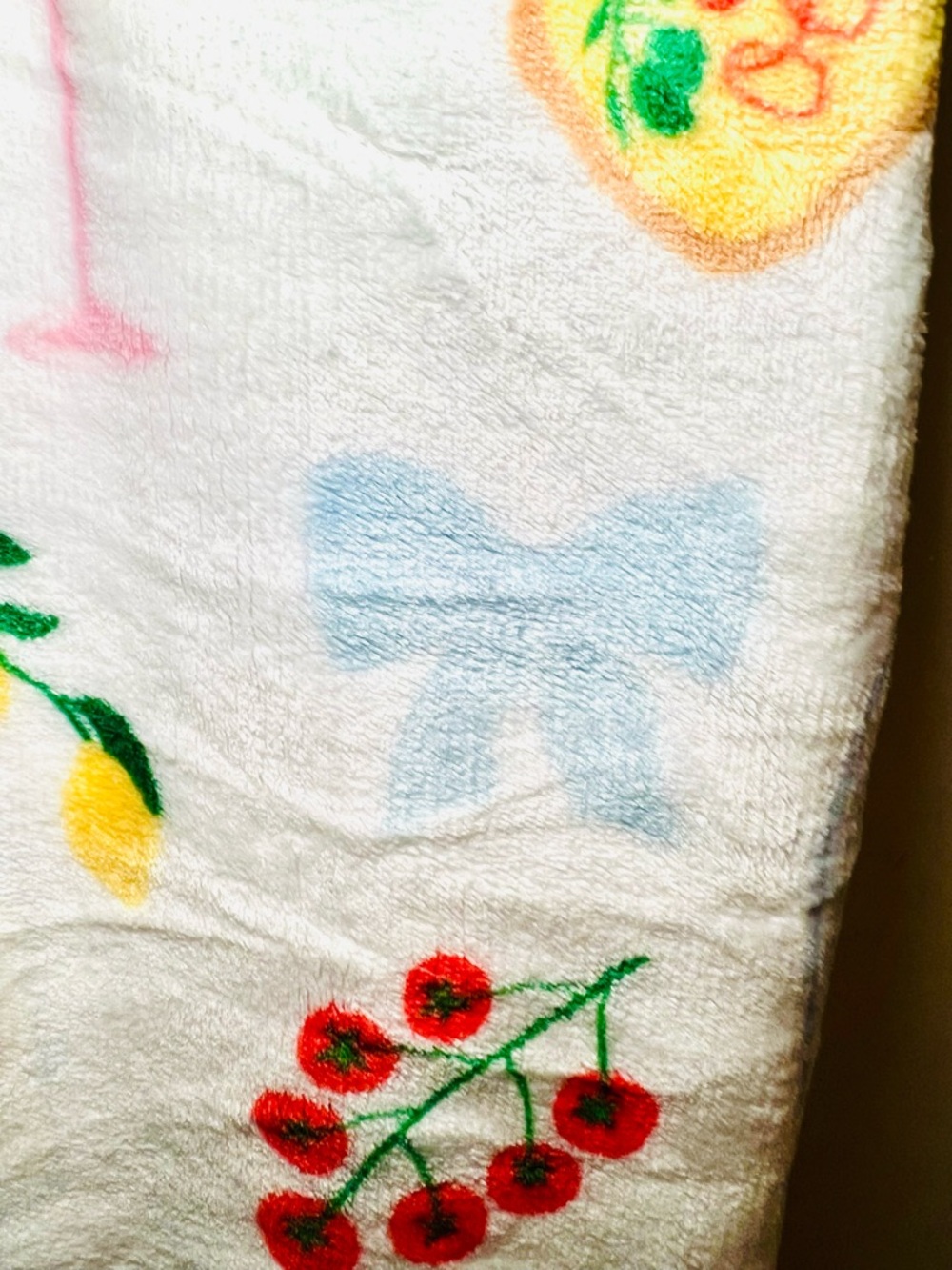 Coastal Summer Plush Throw Blanket Lobster Sardines Tomato Lemons Cocktails Bows - Picture 12 of 14